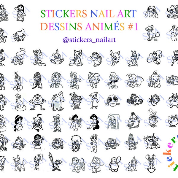 Cartoon nail art nail sticker sheets | Nail art sticker sheets | Nail decoration template | Decorative nail stickers drawing