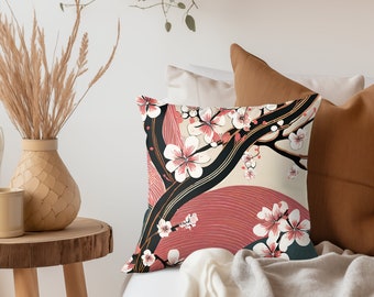 Kissen mit Füllung, Japandi Inneneinrichtung, modernes Sofakissen japanisch, Skandinavisches Design, Couchkissen beige rosa, Trend 2024