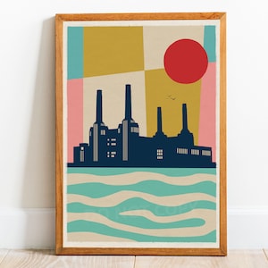 Battersea Power Station Art Print Poster, London Gift, London Wall Art, Battersea Power Station Wall Art, Battersea Power Station Poster