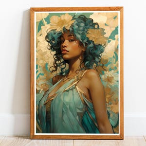 Art Nouveau African American Woman 04, Art Nouveau poster, Alphonse Mucha Style Print, Art Nouveau Art, Art Nouveau Print, Nouveau wall art