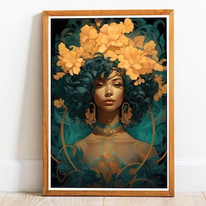 Art Nouveau African American Woman 10, Art Nouveau poster, Alphonse Mucha Style Print, Art Nouveau Art, Art Nouveau Print, Nouveau wall art