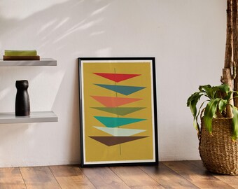 Mid Century Modern 01 Poster Art Print, Mid Century Modern, Retro Wall Art, Home Decor, Retro Art, Mid Century Art, Geometric Art