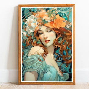 Art Nouveau Woman 12, Art Nouveau-poster, Alphonse Mucha Style Print, Art Nouveau Art, Art Nouveau Print, Art Nouveau Wall Art, Decor van het huis