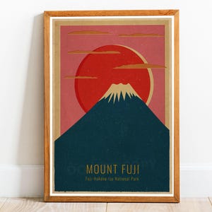 Mount Fuji Japan Vintage 01 Travel Art Print Poster, Mount Fuji Art Print, Mount Fuji Poster, Mount Fuji Travel Print, Japan Art Print