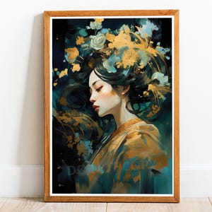 Art Nouveau Geisha Woman 06, Art Nouveau-poster, Alphonse Mucha Style Print, Art Nouveau Art, Art Nouveau Print, Nouveau Wall Art