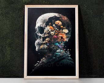 DIN A4 Kunstdruck Totenkopf-Schwärmer – Gothic Steampunk Poster Im Matten Finish