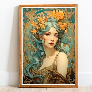 Art Nouveau Woman 07, Art Nouveau-poster, Alphonse Mucha Style Print, Art Nouveau Art, Art Nouveau Print, Art Nouveau Wall Art, Decor van het huis