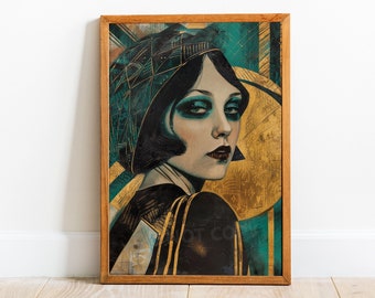 Art Deco Woman 03 Art Print, Art Deco  Print, Art Deco Wall Art, Art Deco Poster, Art Deco, Great Gatsby, 1920's Wall Art, Geometric Art
