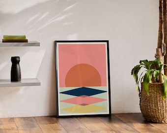 Mid Century Modern 02 Poster Art Print, Mid Century Modern, Retro Wall Art, Home Decor, Retro Art, Mid Century Art, Geometric Art