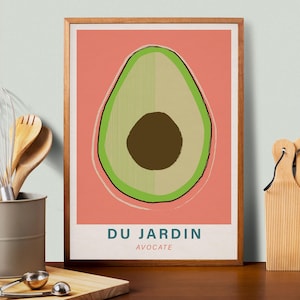 Avocado Fruit Modern Art Print Poster, Kitchen Print, Kitchen Art, Mid Century Modern Art, Kitchen Wall Art, Retro Kitchen Art Print