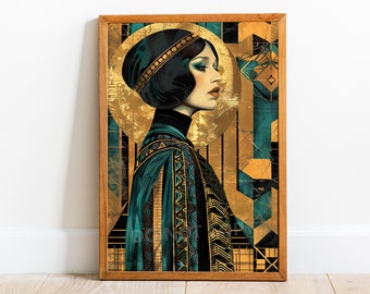 Art Deco Woman 15 Art Print, Art Deco  Print, Art Deco Wall Art, Art Deco Poster, Art Deco, Great Gatsby, 1920's Wall Art, Geometric Art
