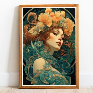 Art Nouveau Woman 15, Art Nouveau-poster, Alphonse Mucha Style Print, Art Nouveau Art, Art Nouveau Print, Art Nouveau Wall Art, Decor van het huis