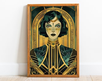 Art Deco Woman 04 Art Print, Art Deco  Print, Art Deco Wall Art, Art Deco Poster, Art Deco, Great Gatsby, 1920's Wall Art, Geometric Art