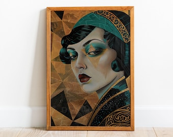 Impression d'art Art déco femme 11, impression art déco, art mural art déco, affiche art déco, art déco, Great Gatsby, art mural des années 1920, art géométrique