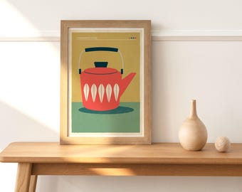 Scandi Kettle Art Print Poster, Scandinavian Art Print, Nordic Art Print, Scandi Poster, Retro Art Print, Mid Century Modern Art Print