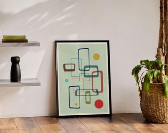 Mid Century Modern 07 Poster Art Print, Mid Century Modern, Arte murale retrò, Arredamento per la casa, Arte retrò, Arte di metà secolo, Arte geometrica