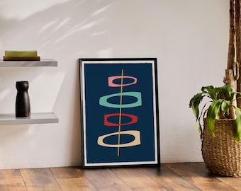Mid Century Modern 09 Poster Art Print, Mid Century Modern, Arte murale retrò, Arredamento per la casa, Arte retrò, Arte di metà secolo, Arte geometrica