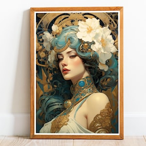 Art Nouveau Woman 14, Art Nouveau poster, Alphonse Mucha Style Print, Art Nouveau Art, Art Nouveau Print, Art Nouveau wall art, Home Decor