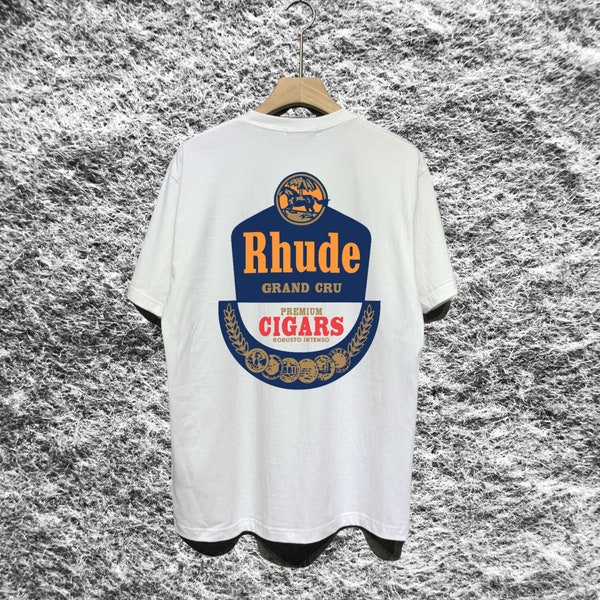 Rhude T-shirt, Rhude letter road sign printed retro round neck cotton casual T-shirt, short-sleeved top T-shirt, give him a gift