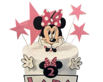 Topper gâteau Minnie pâte à sucre, décoration de gâteau fondant, comestible