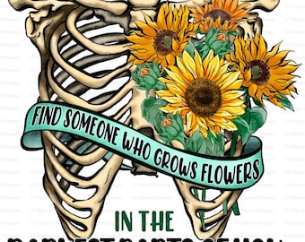 Sunflower Ribcage DTF Transfer, Ready to Press