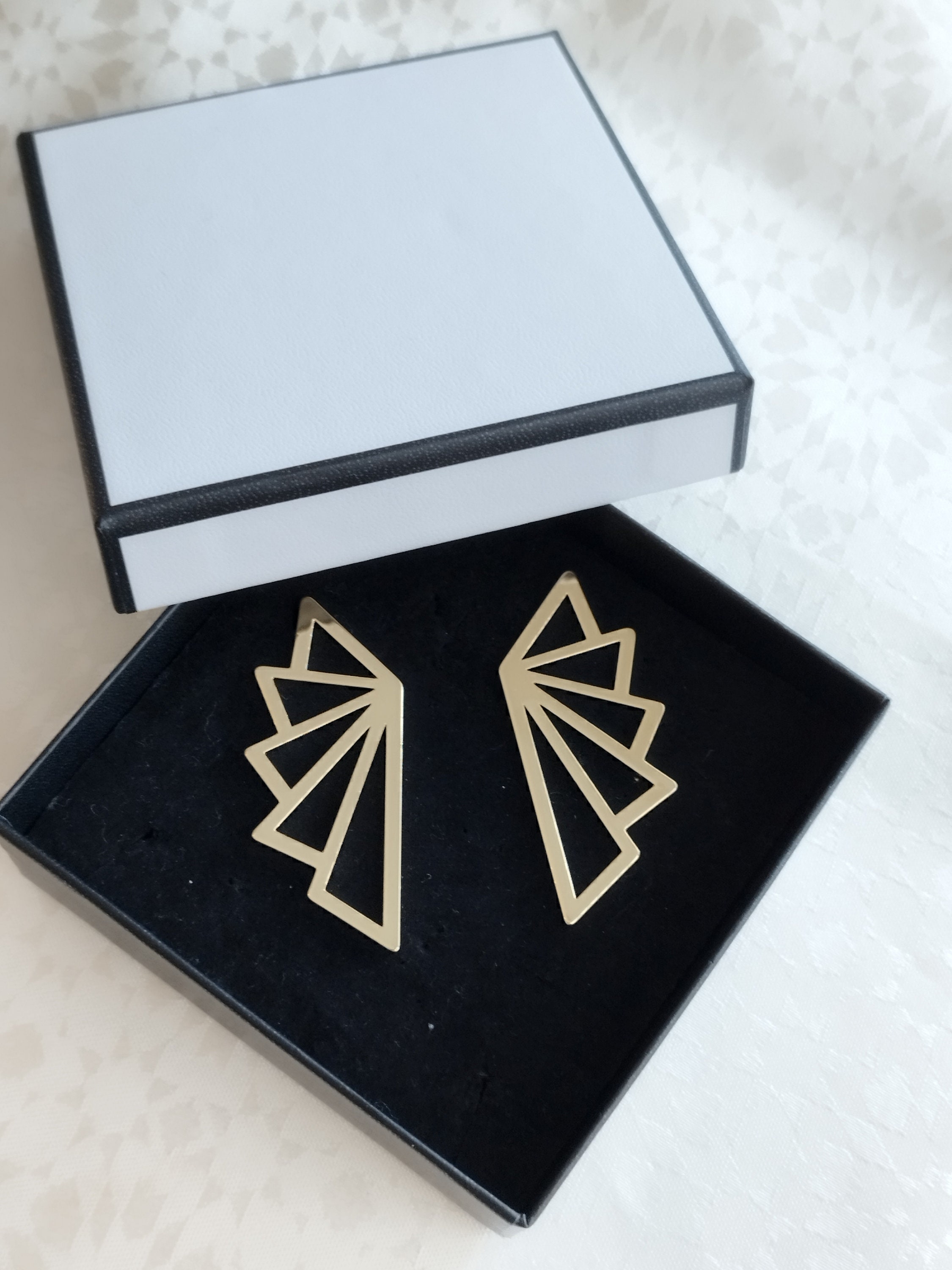 Boho Geometric Fan Earrings, Water Drop For Women, Modern Trend Gold Brass, Gift