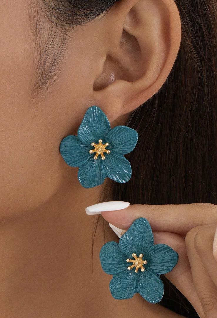 Boucles D'oreilles Puces Dorées Avec Cristal Multicolore - Style Fleur - Bijoux Des Lys - Neuf Avec étiquettes
