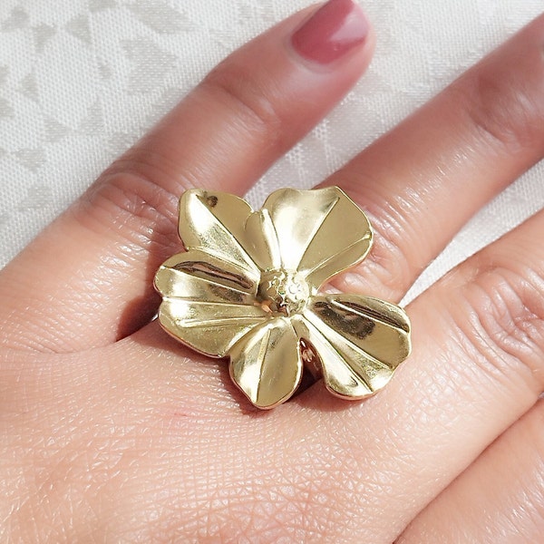 Bague Vintage forme Fleur Design Pétale, Pour Femme Fête , Vacances ,ajustable Bague,Bijoux femme ,idée Cadeau, mariage, bijoux fantaisie.