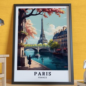 Póster de viaje a París, impresión de viaje a Francia, Torre Eiffel, decoración de pared