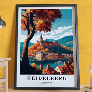 Heidelberg Poster, Deutschland Poster, Historisches Schloss Herbstansicht, Kunst Dekor