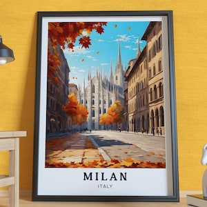 Mailand Poster, Italien Poster, Duomo di Milano Kunst, Herbst Szene Wand Kunst Dekor