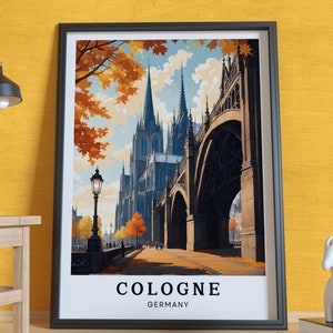Köln Poster, Deutschland Poster, Herbst Kathedrale und Brücke Wall Art Decor