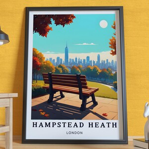 Hampstad Heath Poster, London Poster, Malerische Herbst Park Wand Kunst Dekor