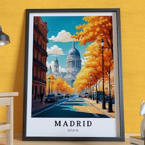 Madrid Poster, Spanien Poster, Herbst Stadtbild Wand Kunst Dekor