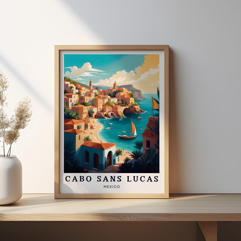 Cabo Sans Lucas Poster, Mexico Poster, Coastal Village Scenic Wall Art ...