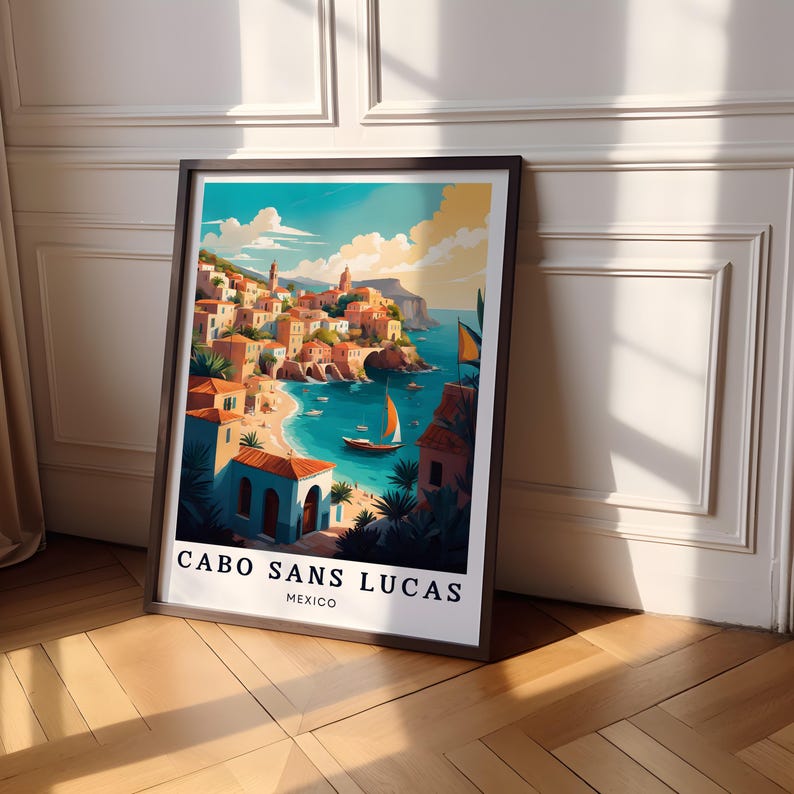 Cabo Sans Lucas Poster, Mexico Poster, Coastal Village Scenic Wall Art ...