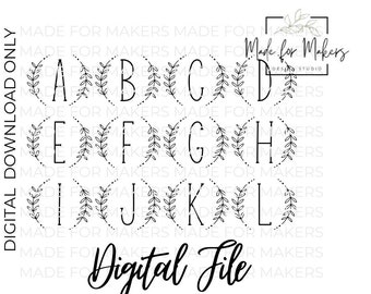 Wreath - Simple Initial Monogram SVG, PDF, Cutting Board Design svg, Kitchen Design SVG, Farmhouse designs **Digital File***