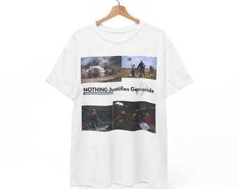 Nothing Justifies Genocide Heavy Cotton Tee | Pro-Palestine Shirts | Free Palestine | Palestine Flag