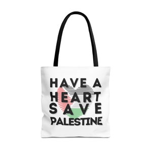 Save Palestine Tote Bag: Heart Flag Design