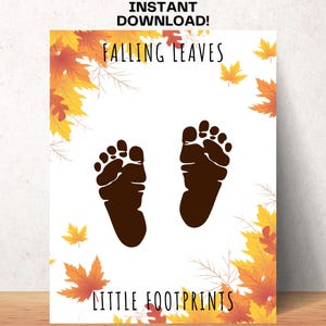 Fall Footprint Craft Printable Fall Activity for Kids Baby Fall Craft Happy Thanksgiving Handprint Art Homeschool Preschool Toddler Activity