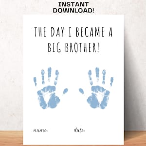 New Big Brother Handprint Craft Printable Big Brother Announcement New ...