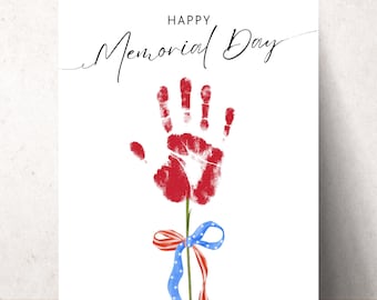 Memorial Day Craft Patriotic Printables Memorial Day Flower Handprint Craft for Kids Toddler Activity USA Craft Homeschool Preschool Daycare