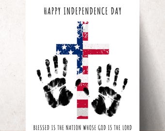 Christian 4th of July Craft Printable American Flag Independence Day Handprint Art Church Craft Fourth of July Games Sunday School USA Craft