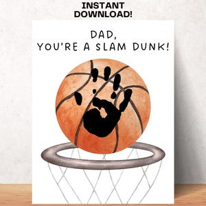 Der Vatertag Basketball Art Erster Vatertag Handabdruck Handwerk Slam Dunk Papa Handwerk für Kinder Vater Geburtstag Kleinkind Aktivität Sportkunst