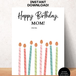 Arte de vela com impressão digital de feliz aniversário para impressão, presente de aniversário para mãe, de crianças, bebê, impressão digital, cartão de aniversário para mãe, arte de impressão digital