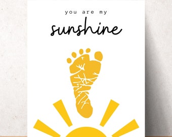 You are my Sunshine Footprint Craft Hello Spring Footprint Keepsake Kids Toddler Baby Sunshine Craft Spring Activity Preschool Daycare Art
