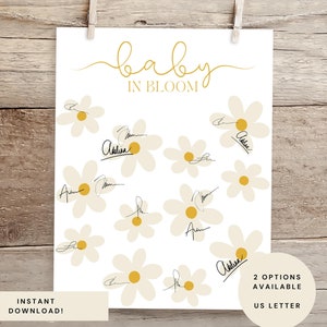 Baby in Bloom Baby Shower Guest Book Alternative Printable Daisy Wildflowers Baby Shower Sign Signature Poster Baby Keepsake Sprinkle Shower