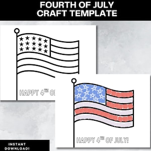 Modello di lavoretto per il 4 luglio, bandiera americana patriottica, attività estiva stampabile, lavoretti facili per bambini piccoli, gioco del 4 luglio, lavoretto con carta strappata per la scuola materna