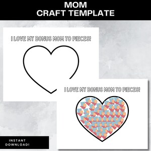 Modèle d'artisanat pour la fête des mères Je t'aime en morceaux Maman en bonus Activité facile à imprimer pour la fête des mères pour les tout-petits Carte simple joyeux anniversaire maman à faire soi-même
