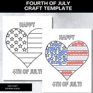Modello di lavoretto per il 4 luglio, bandiera americana patriottica, attività estiva stampabile, lavoretti facili per bambini piccoli, gioco del 4 luglio, lavoretto con carta strappata per la scuola materna